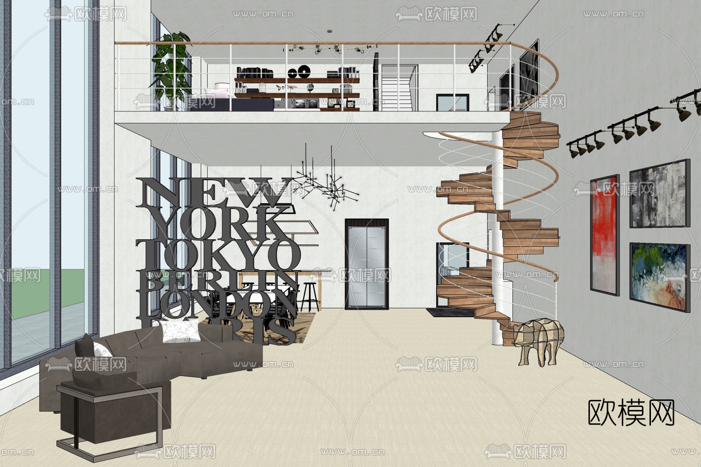 现代soho公寓免费su模型下载