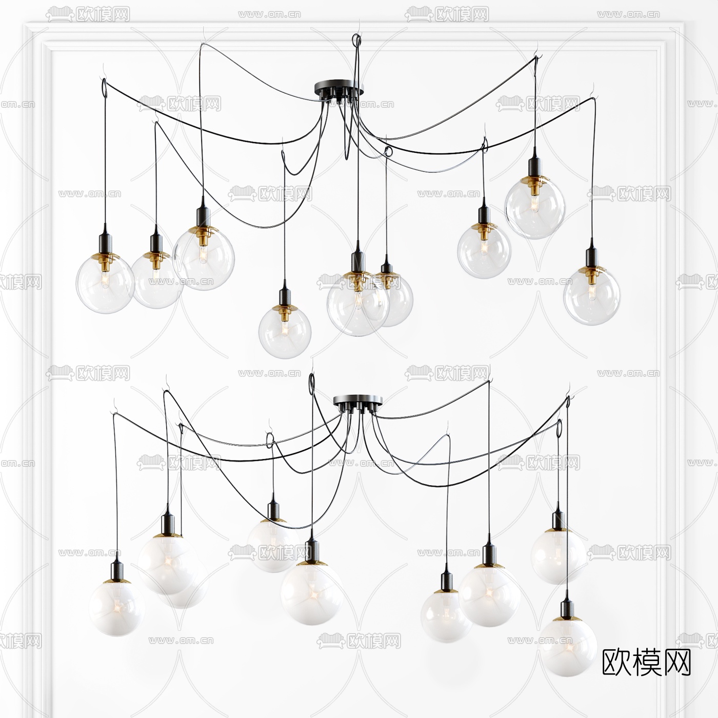 北欧金属多头吊灯3d模型下载