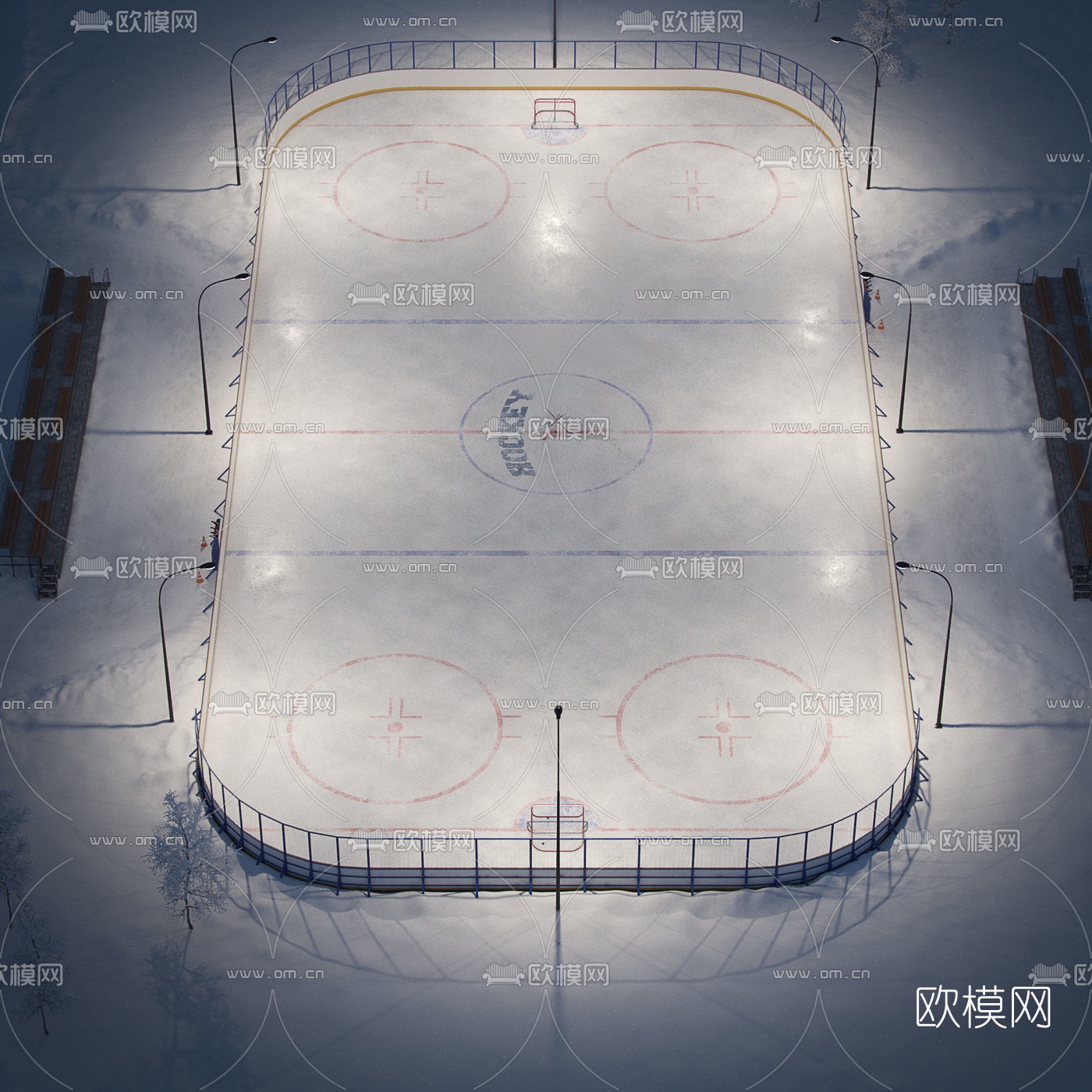 现代曲棍球场3d模型下载（渲染图6）