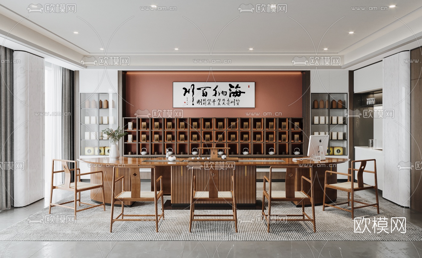 新中式茶室茶楼3d模型