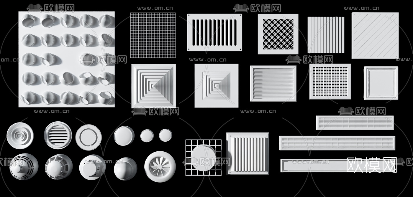 现代空调出风口排风扇3d模型下载