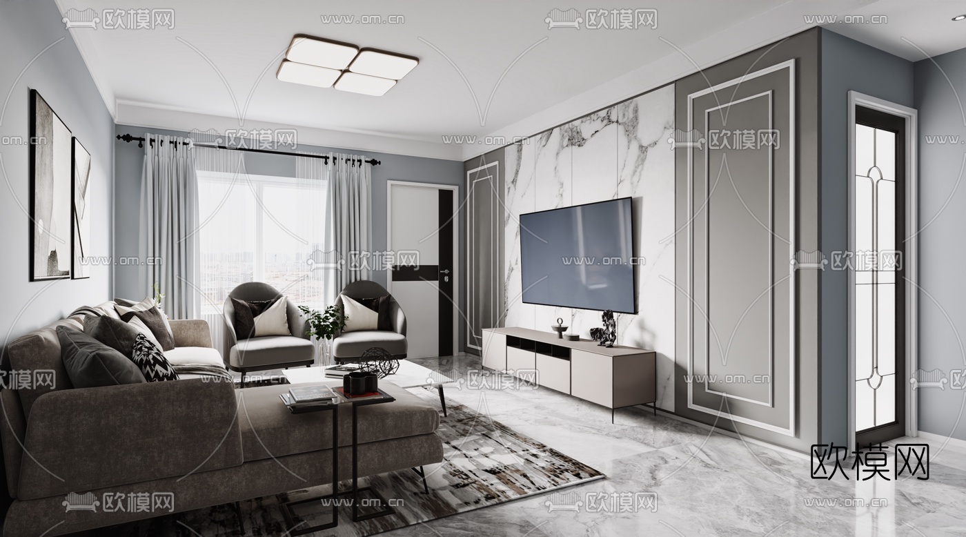 现代客厅3d模型