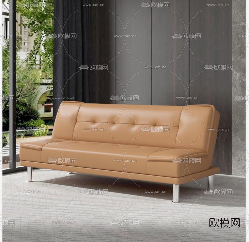现代真皮办公沙发3d模型下载（渲染图1）