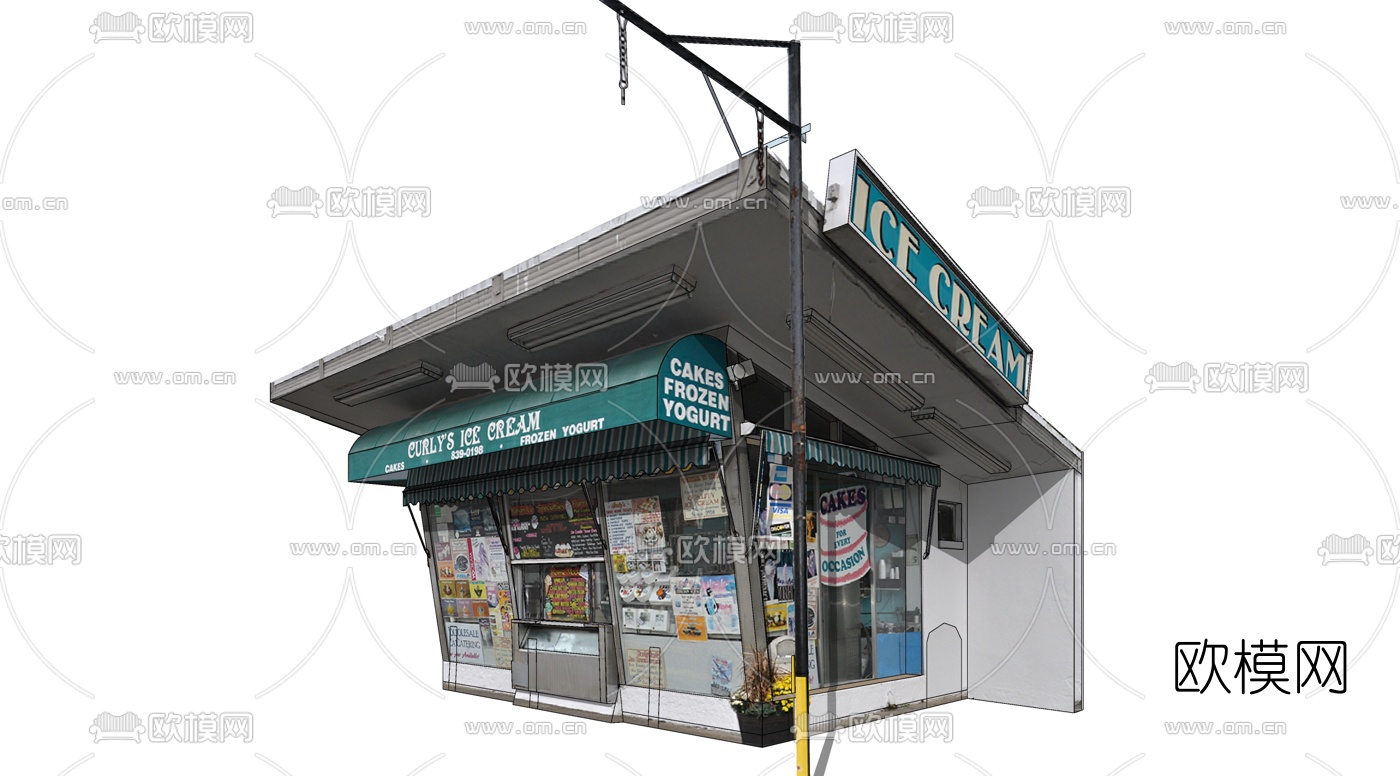现代售卖亭su模型下载