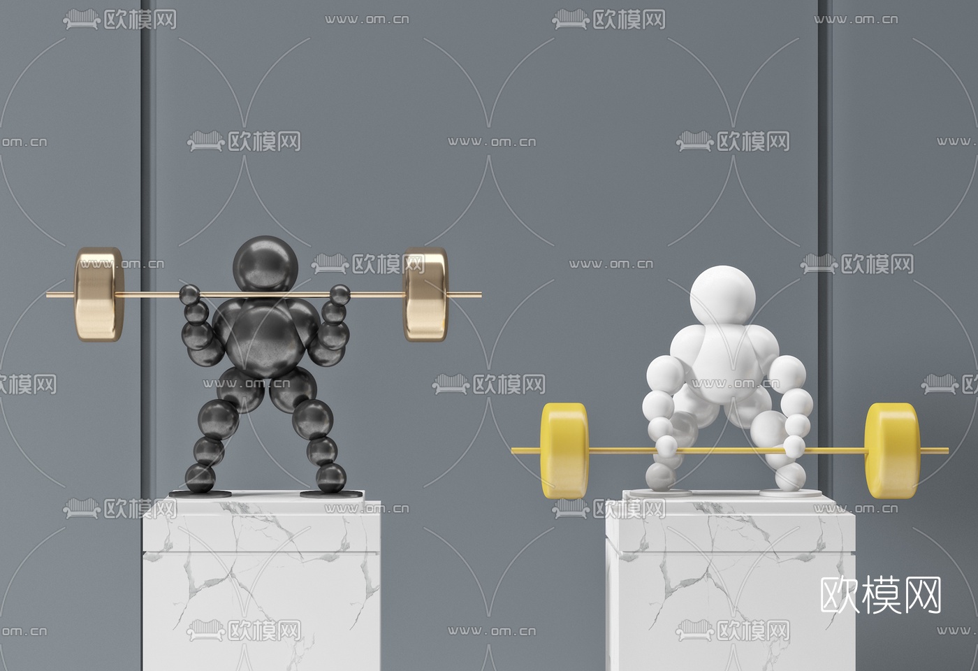 现代抽象举重人物雕塑3d模型下载