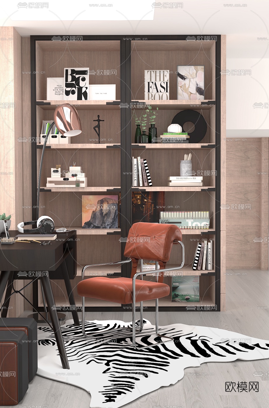 葛亚曦设计 现代书桌椅书柜3d模型下载