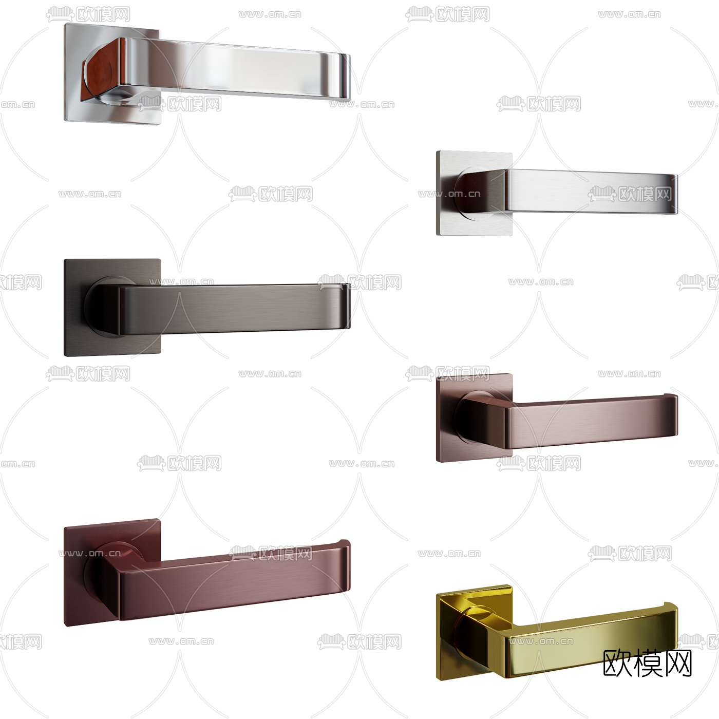 现代金属门把手拉手3d模型下载