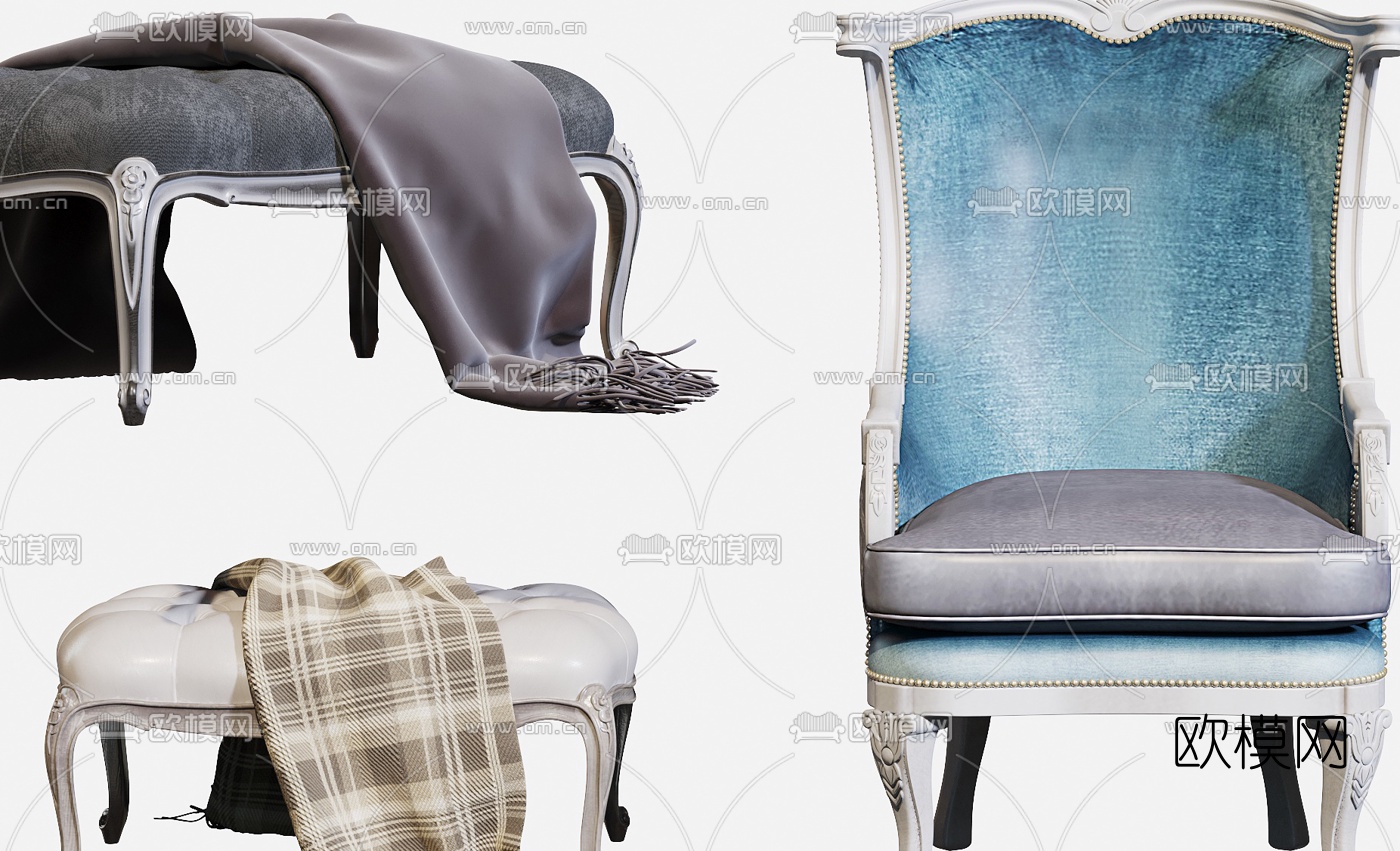 欧式轻奢休闲沙发3d模型下载（渲染图7）