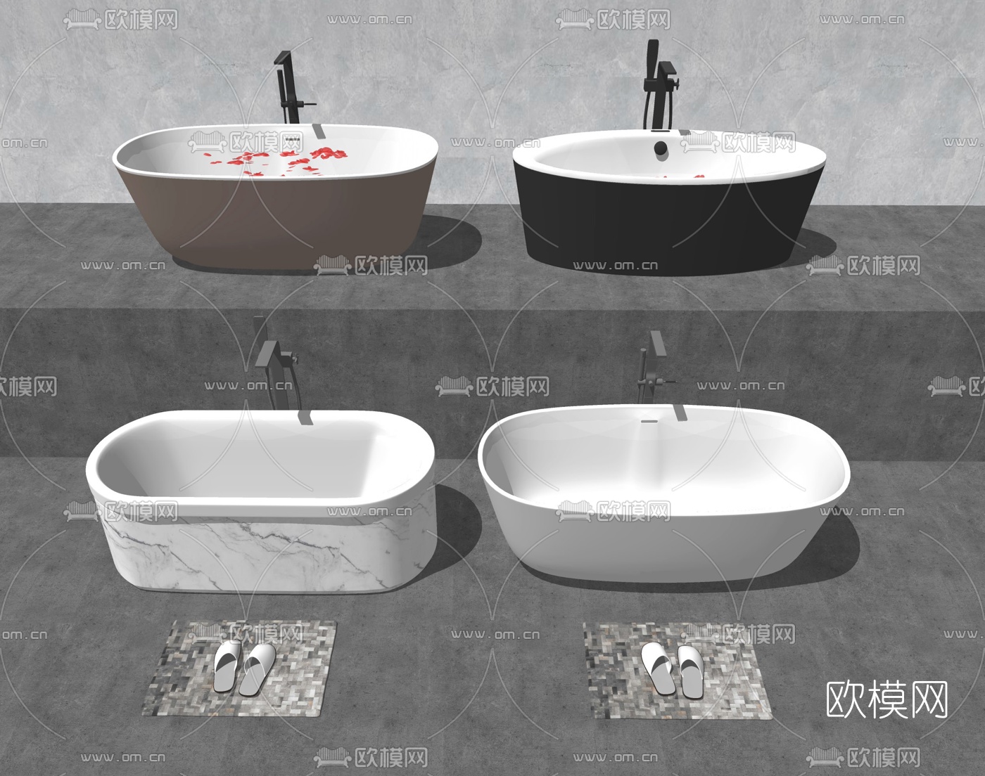 现代浴缸su模型下载（渲染图2）