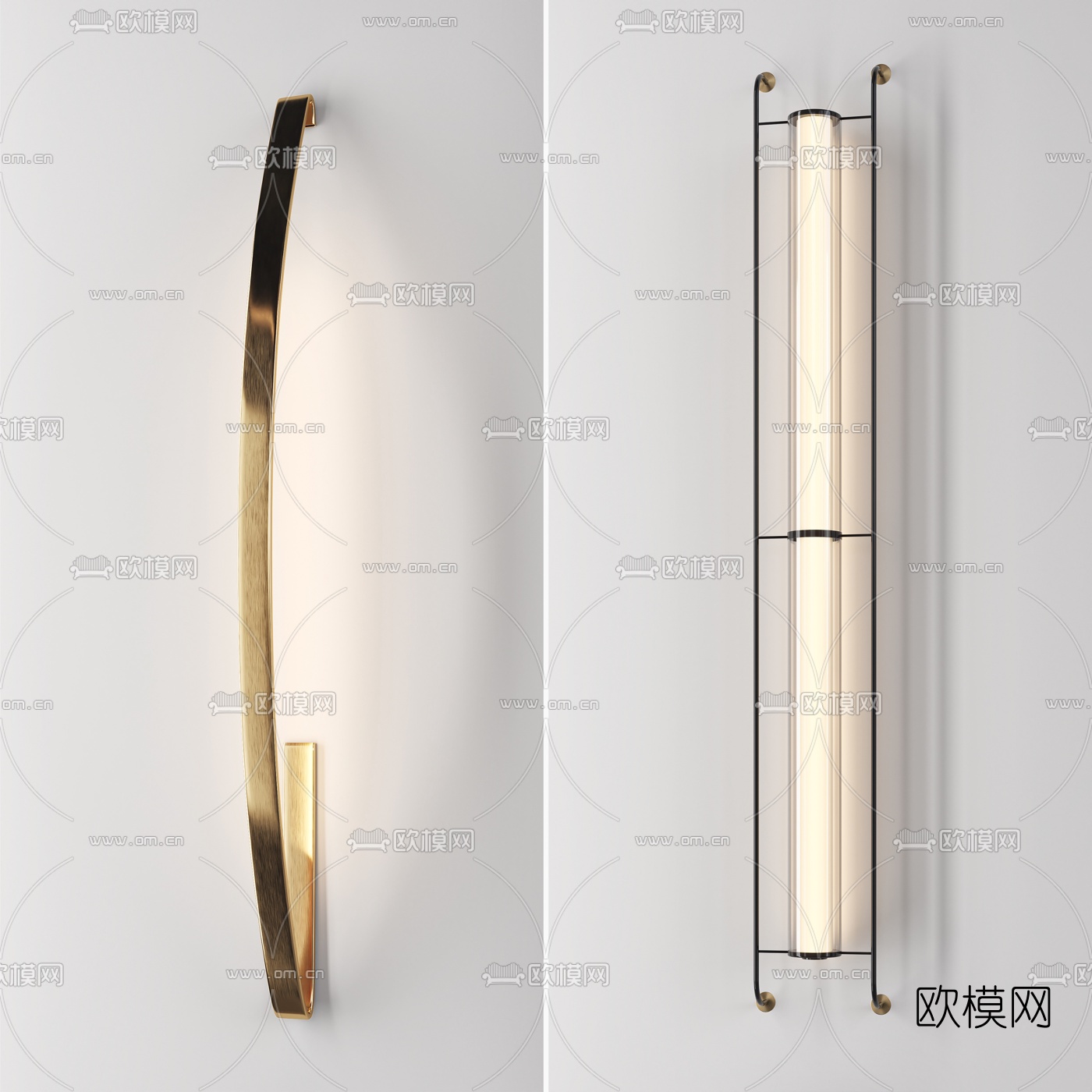 现代金属壁灯3d模型下载（渲染图2）