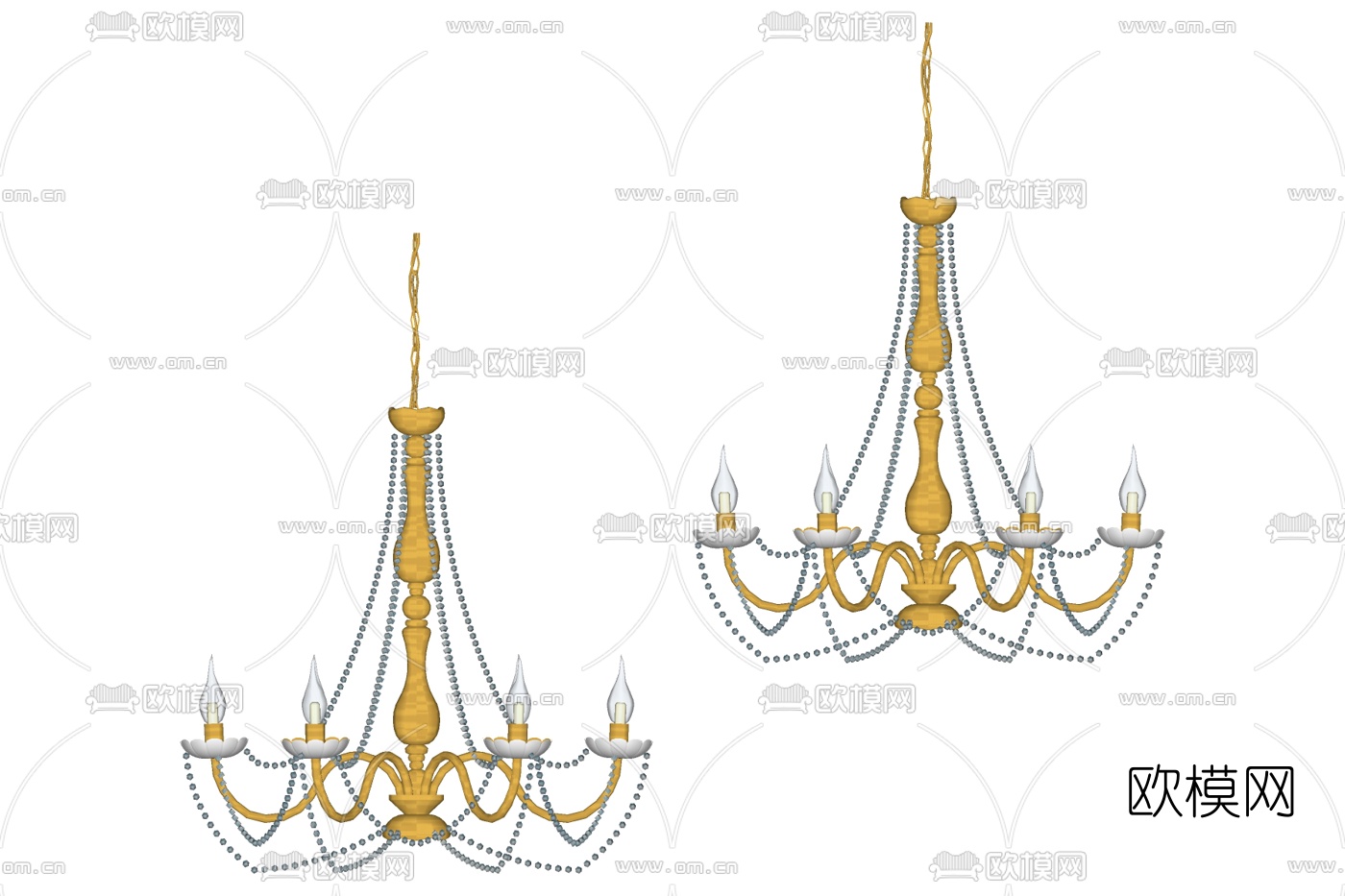 欧式金属烛台吊灯su模型下载