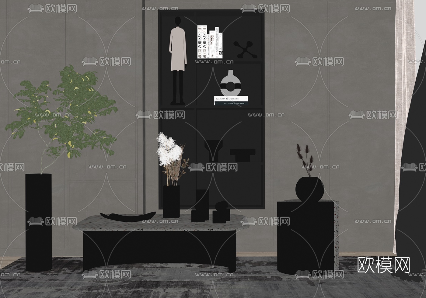 现代轻奢茶几su模型下载（渲染图2）