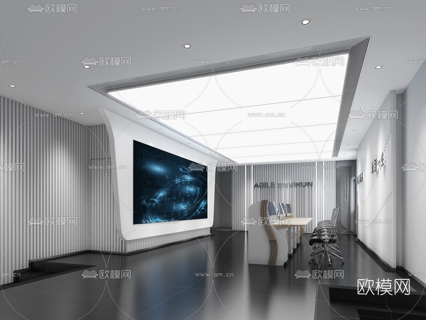 现代企业监控室3d模型