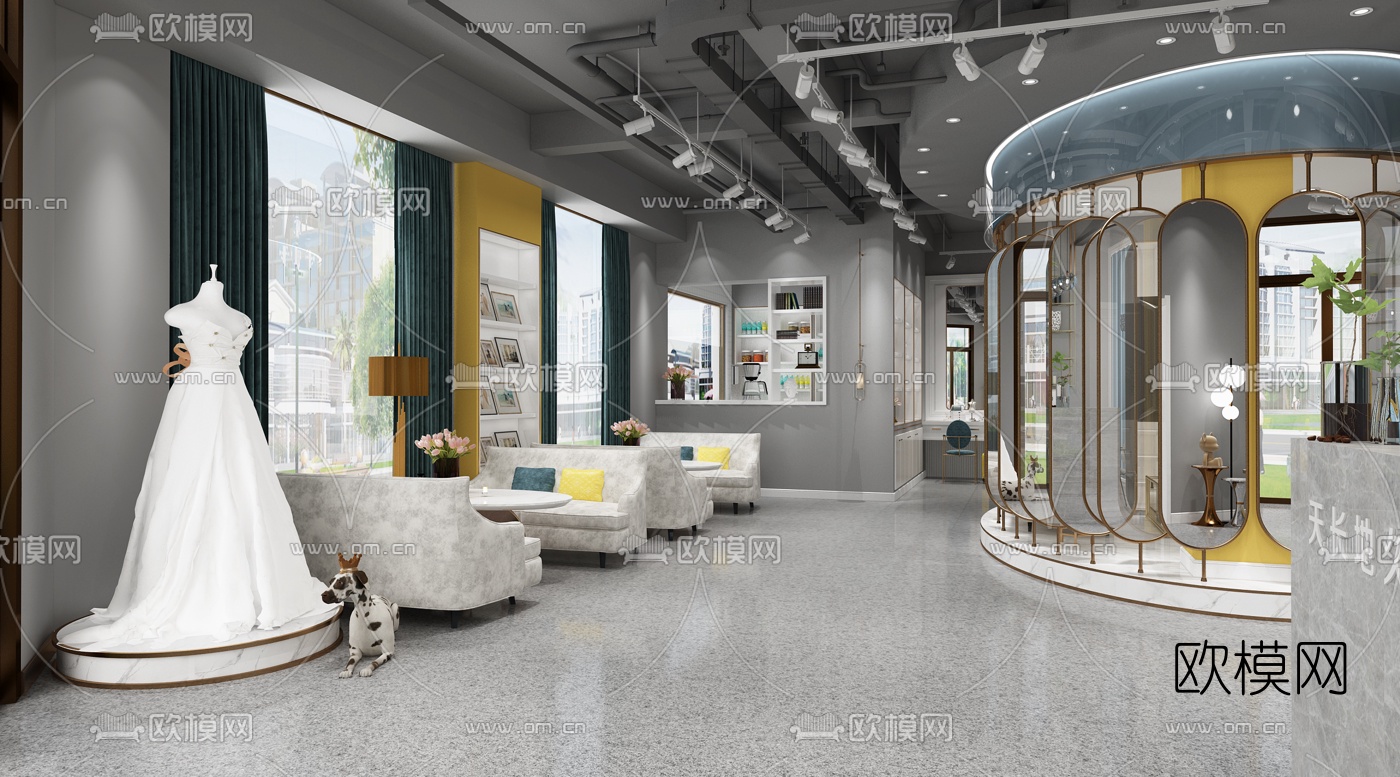 现代婚纱摄影店3d模型