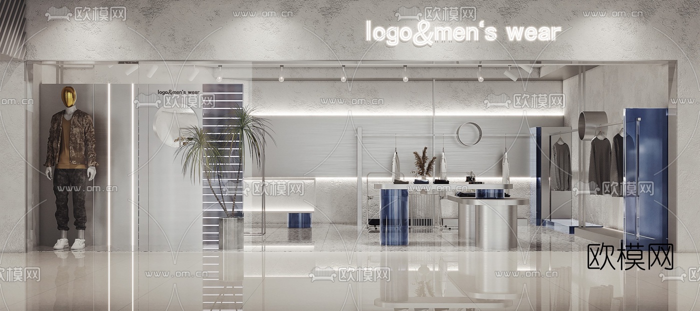 现代潮牌男装服装店3d模型下载（渲染图4）
