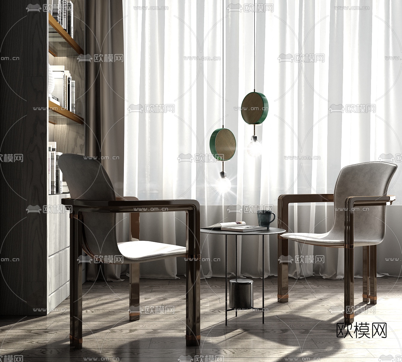 现代轻奢休闲椅角几3d模型下载