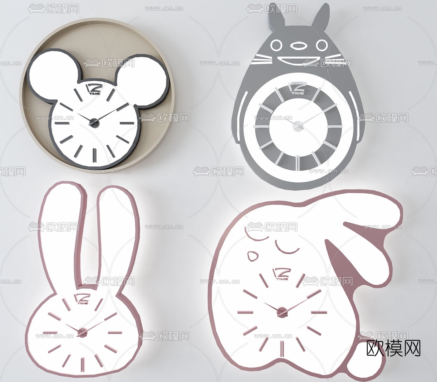 现代儿童卡通钟表3d模型下载