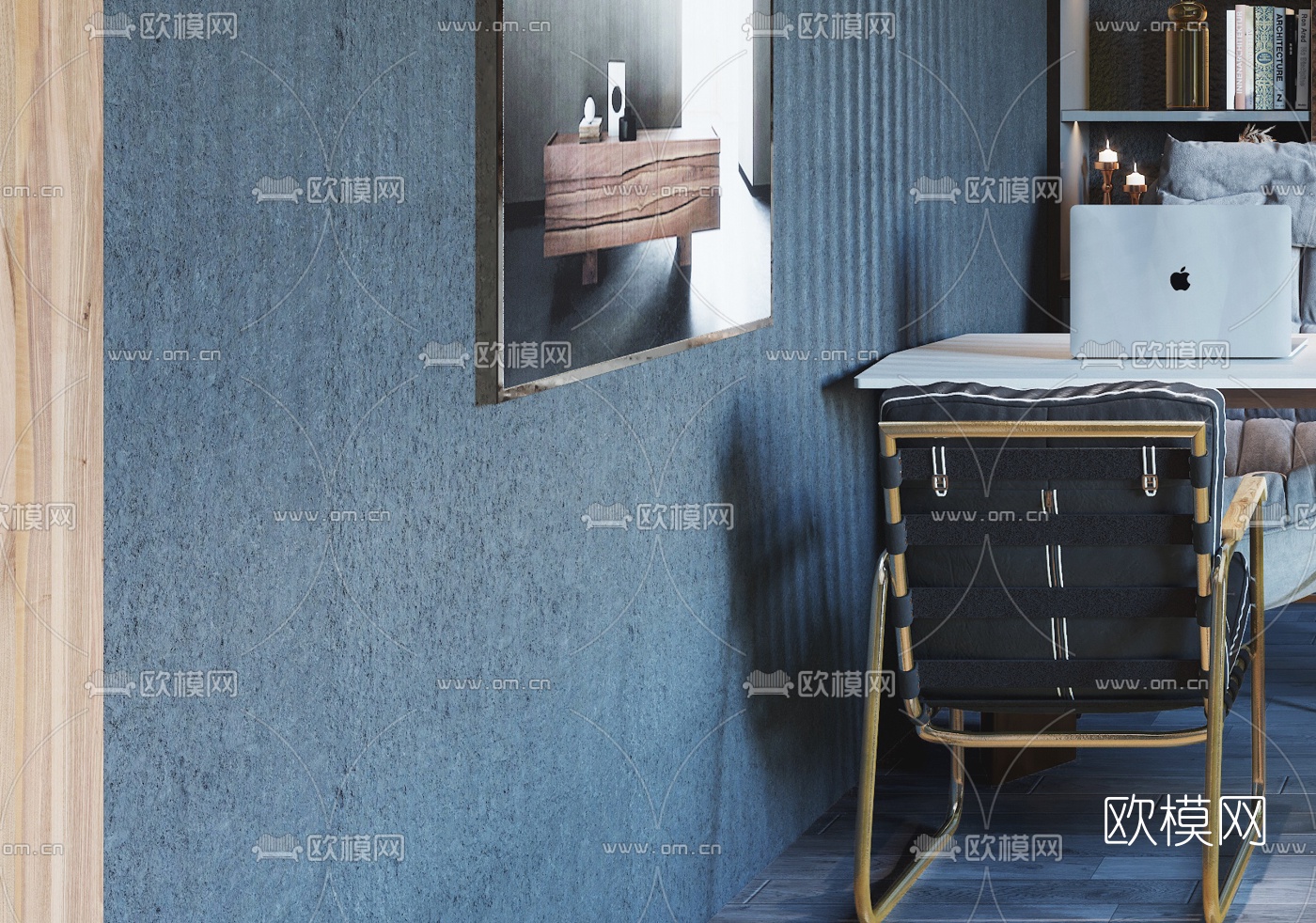 后现代书房3d模型下载（渲染图2）