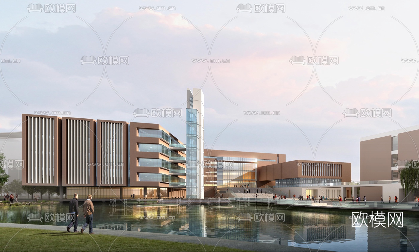 现代大学图书馆su模型下载（渲染图1）