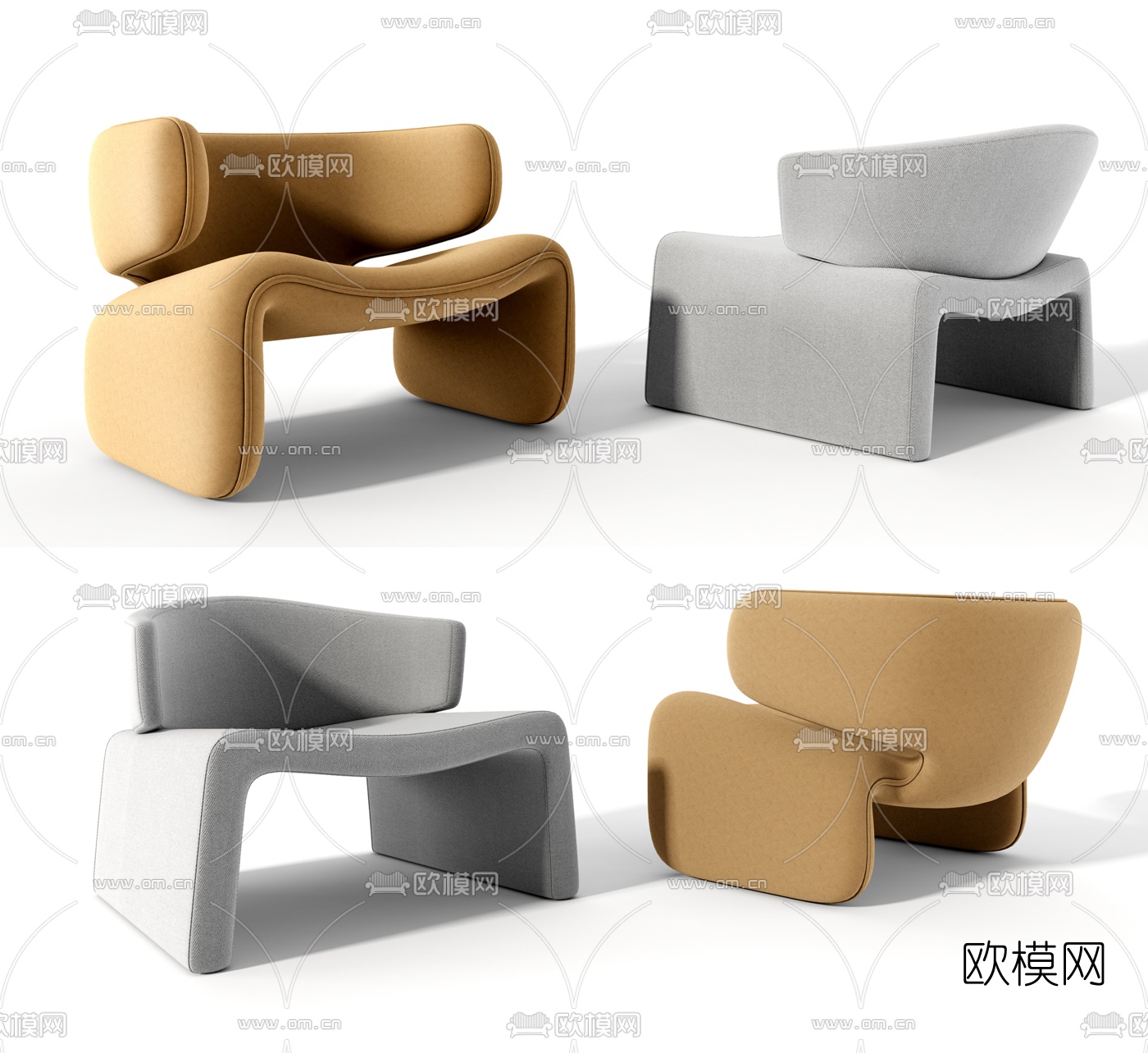 现代布艺异形休闲椅3d模型