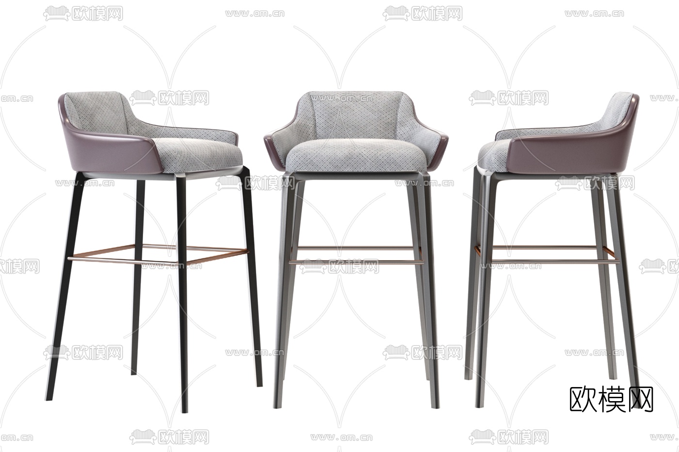 现代靠背吧台椅3d模型下载