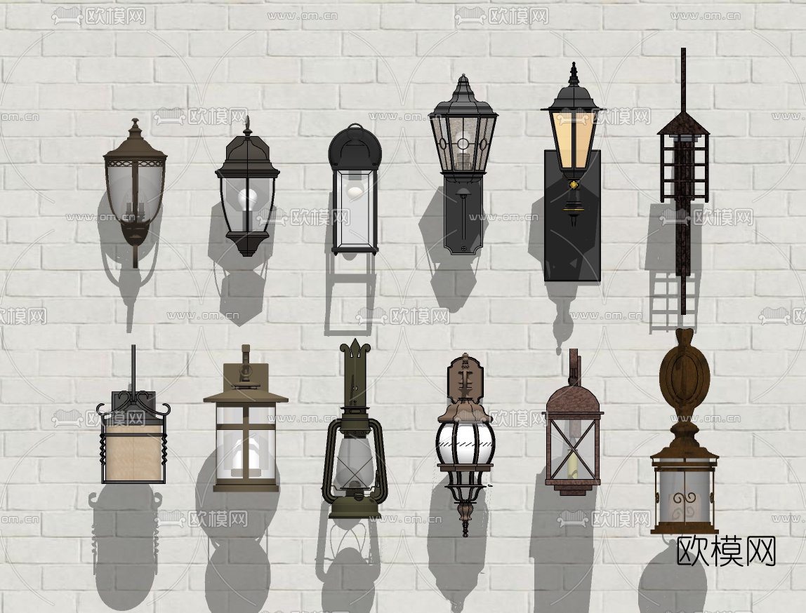 欧式铁艺壁灯su模型下载（渲染图2）