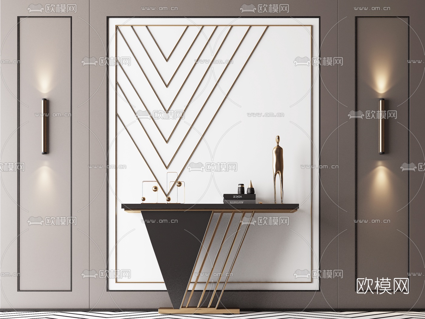 后现代简易端景条案3d模型