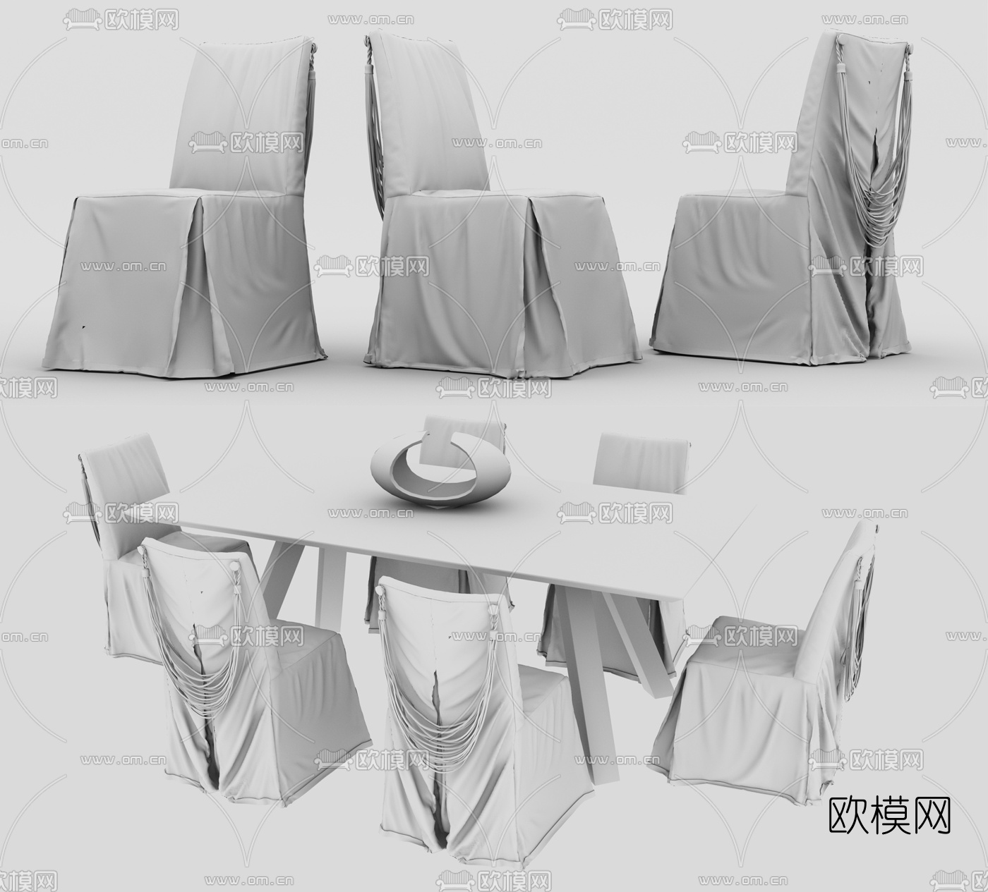 现代轻奢餐桌椅su模型