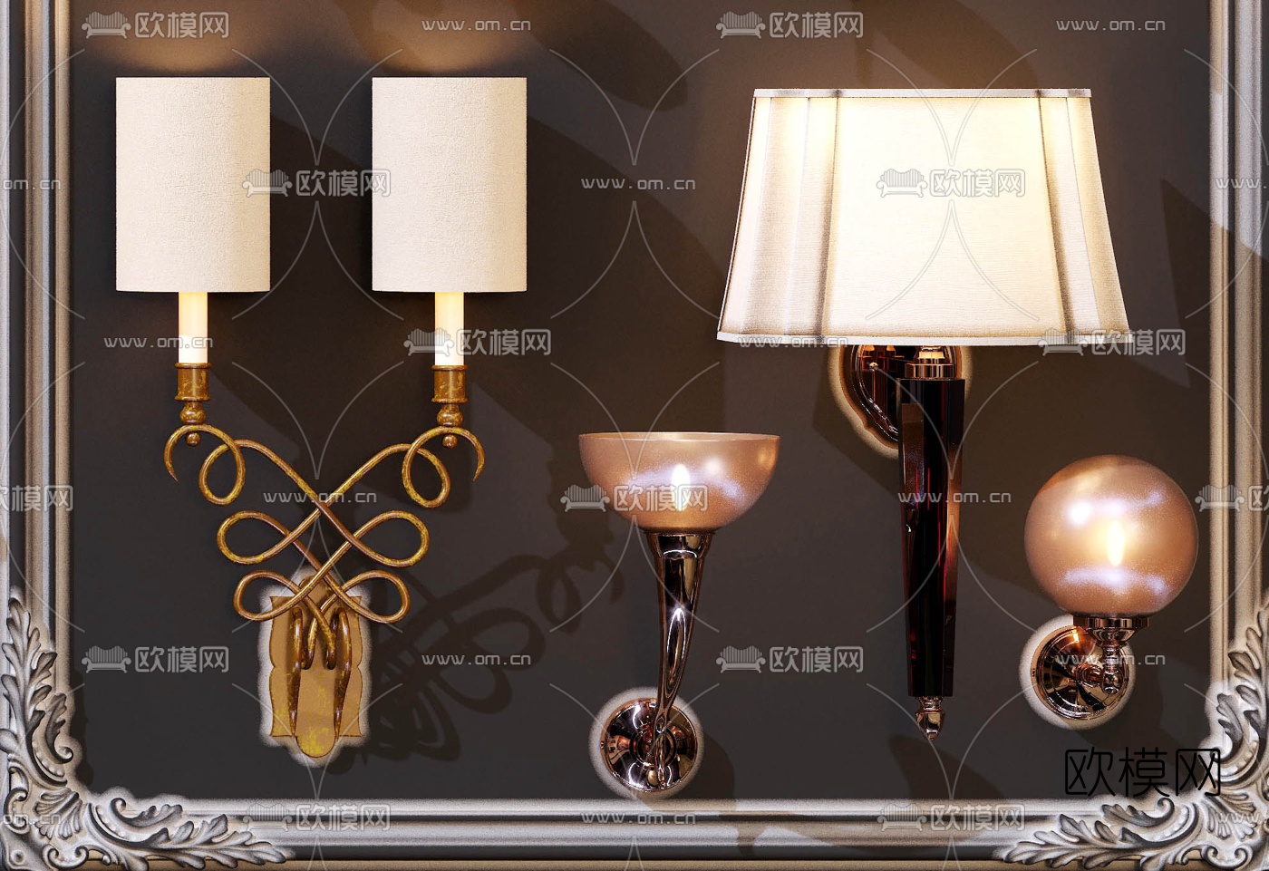 欧式古典轻奢壁灯3d模型下载（渲染图6）