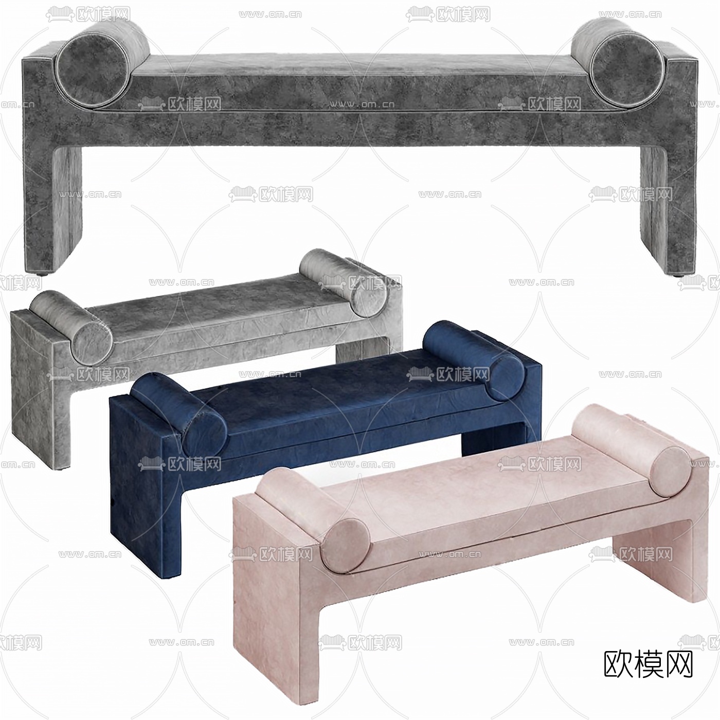 现代布艺床尾凳脚踏3d模型