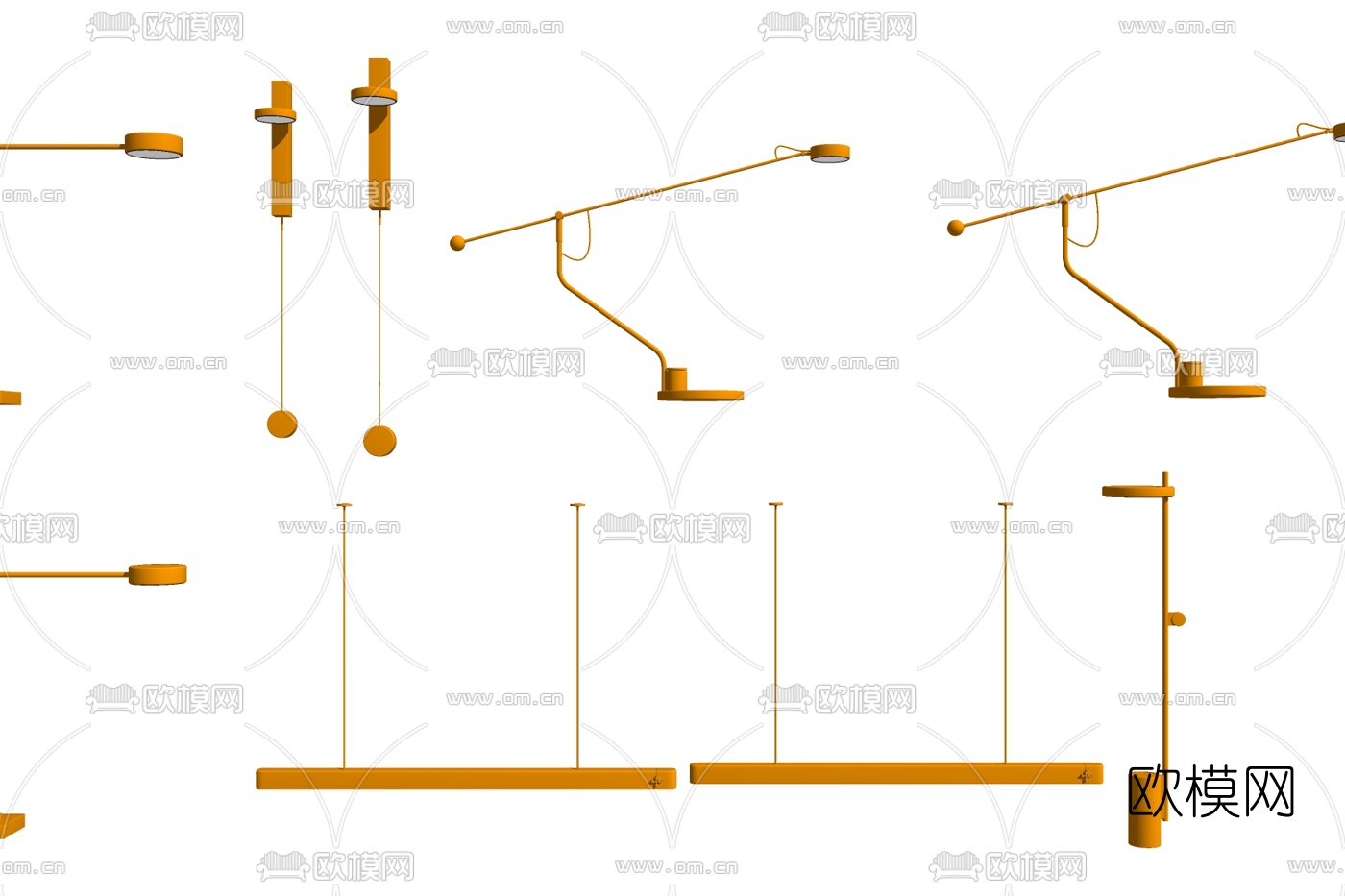 现代金属吊灯组合免费su模型下载