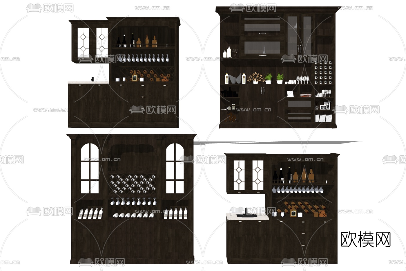 现代装饰酒柜su模型下载