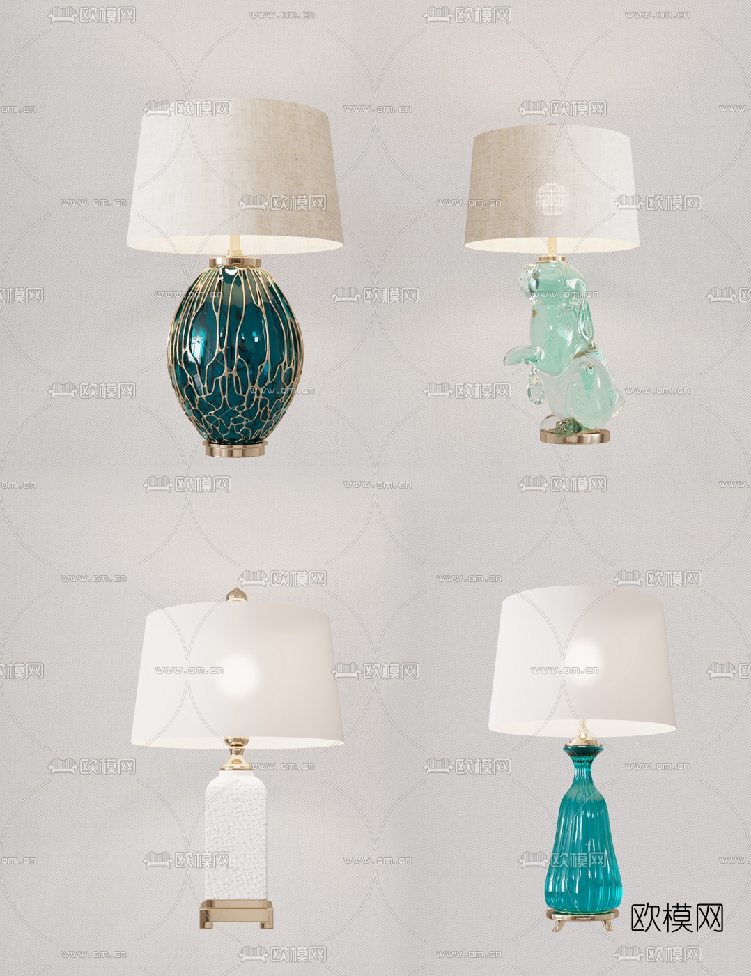 新中式轻奢台灯3d模型下载