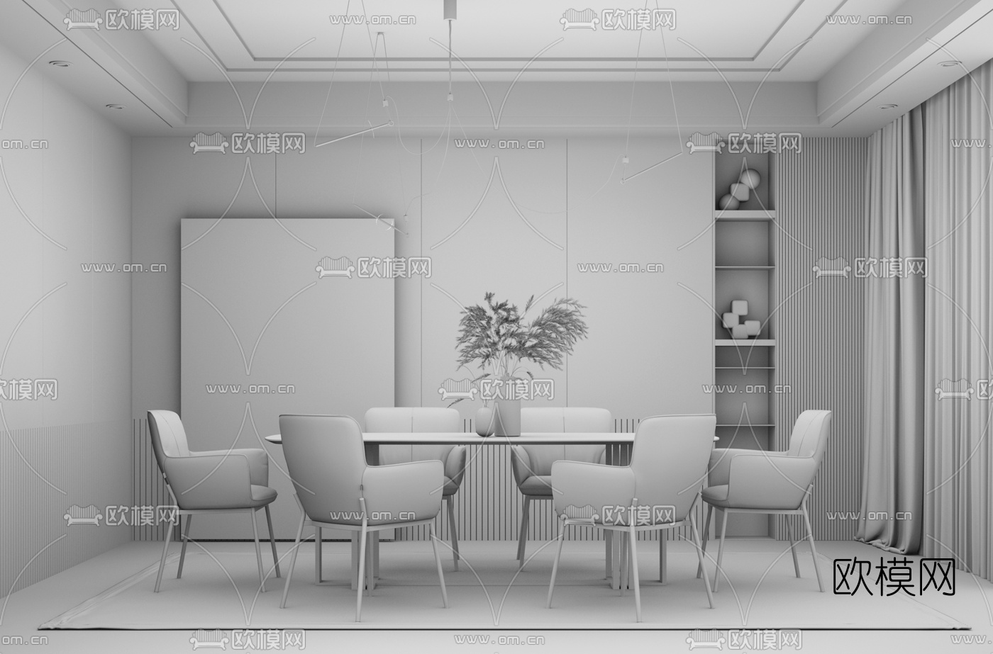 现代轻奢餐厅su模型