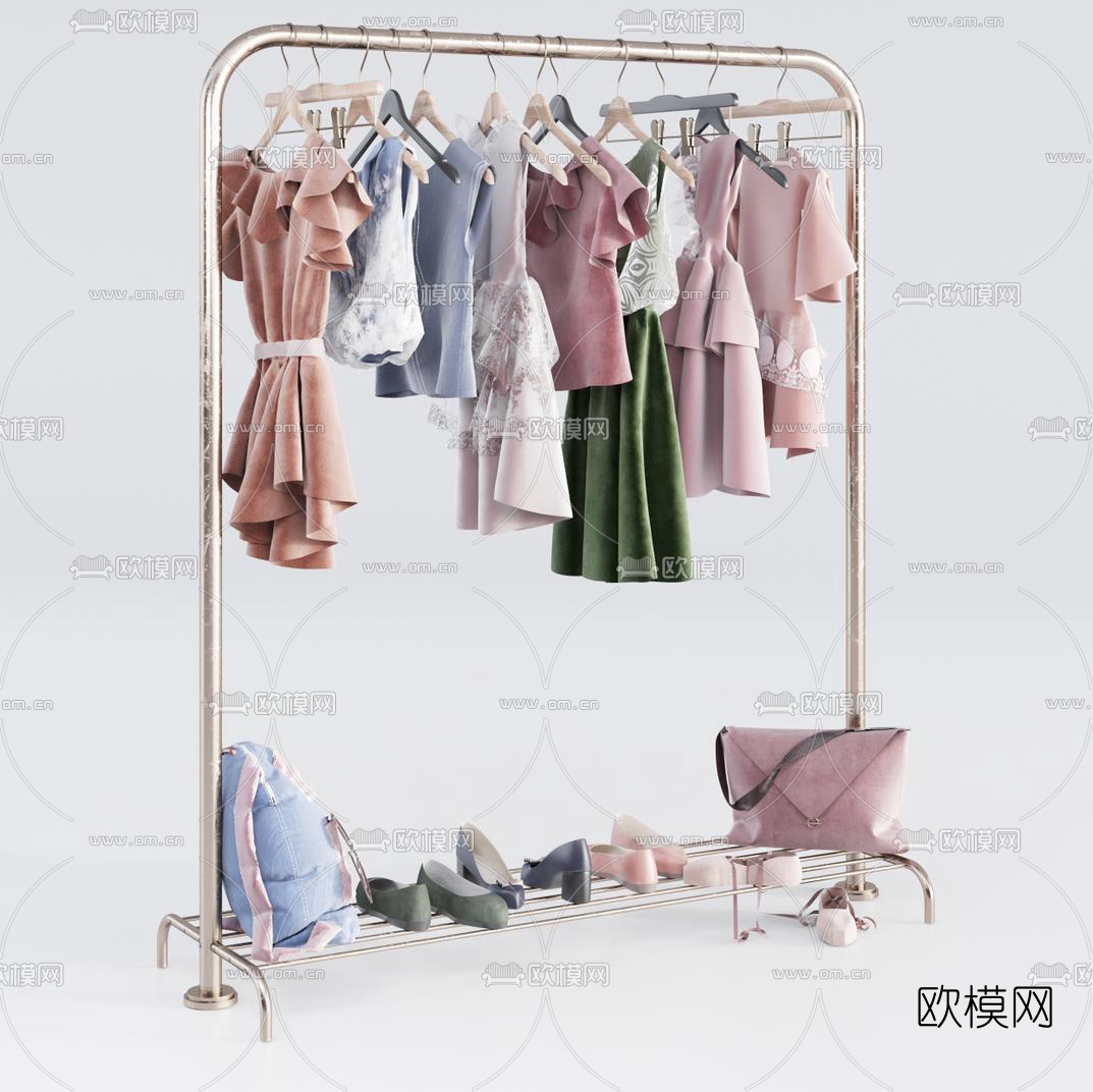 现代衣服箱包3d模型下载