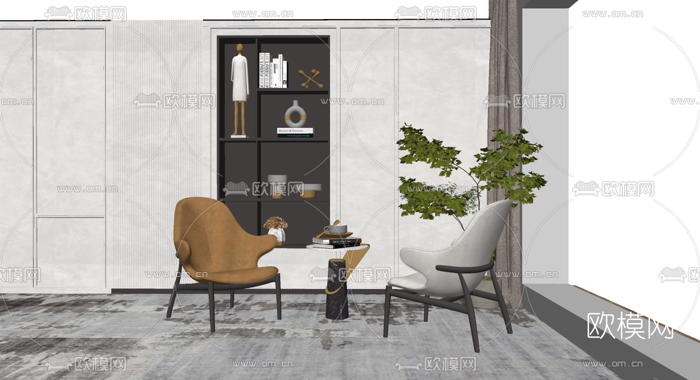 现代休闲椅su模型下载