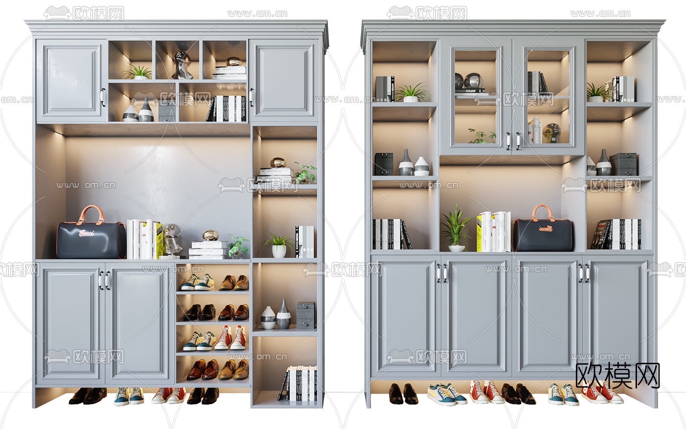 美式多功能鞋柜3d模型下载