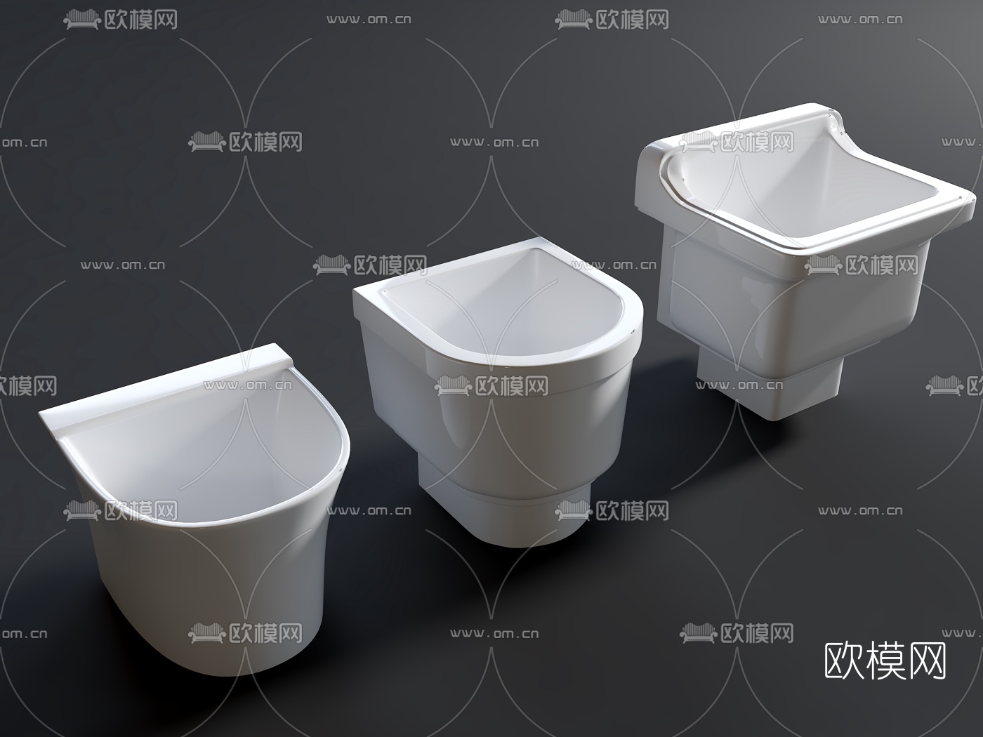 现代拖把池3d模型
