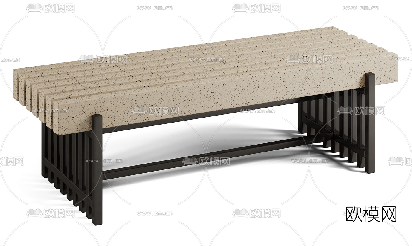 现代布艺床尾凳3d模型下载（渲染图3）