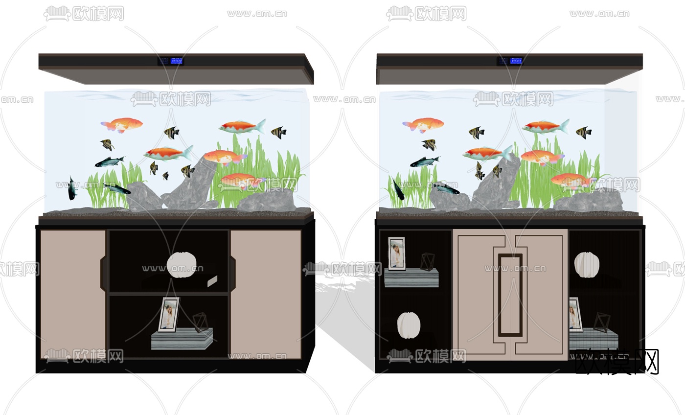 现代鱼缸水族箱su模型下载（渲染图2）