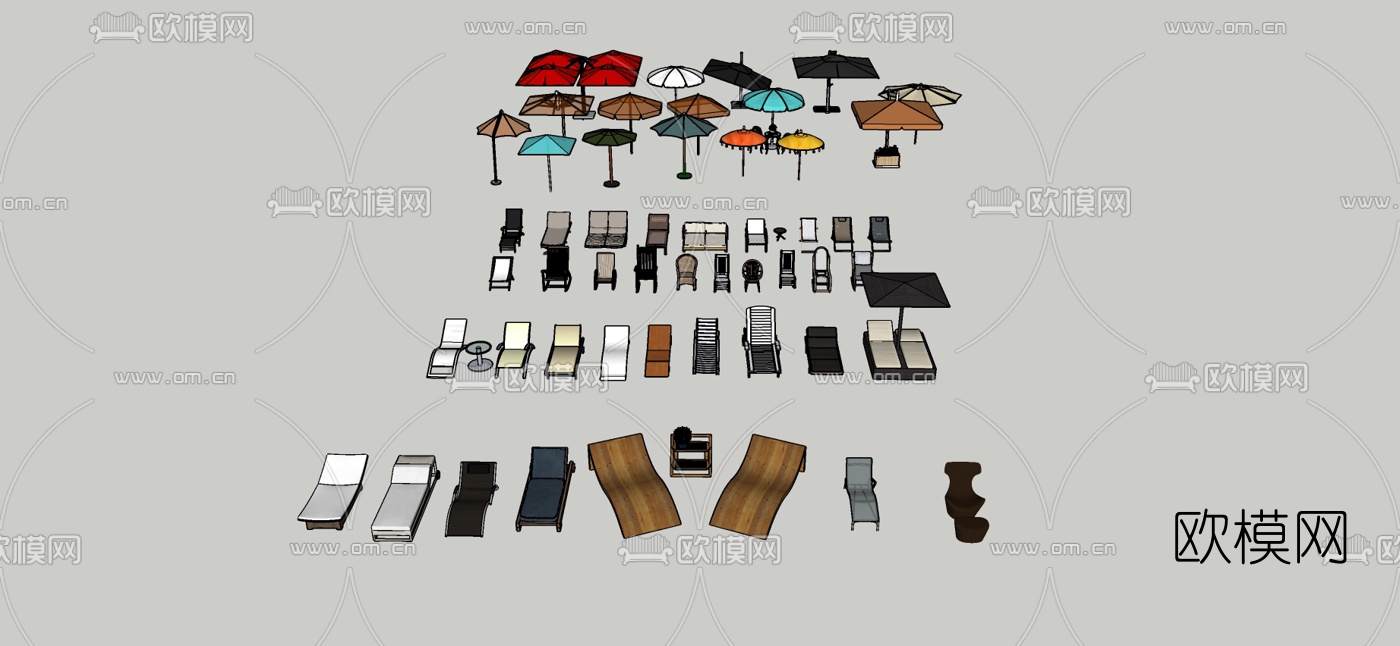 现代户外沙滩椅su模型下载（渲染图1）