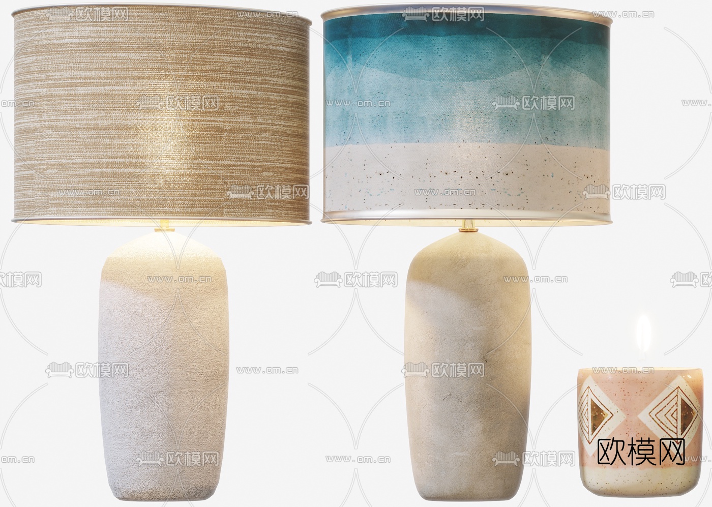 东南亚简约台灯烛台灯3d模型下载（渲染图2）