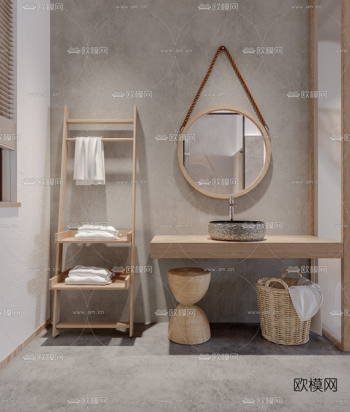 自然风卫生间浴室3d模型下载（渲染图2）