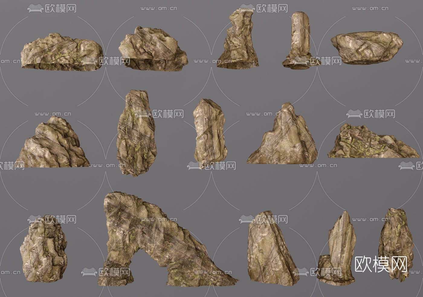 自然风石头石块3d模型下载（渲染图2）