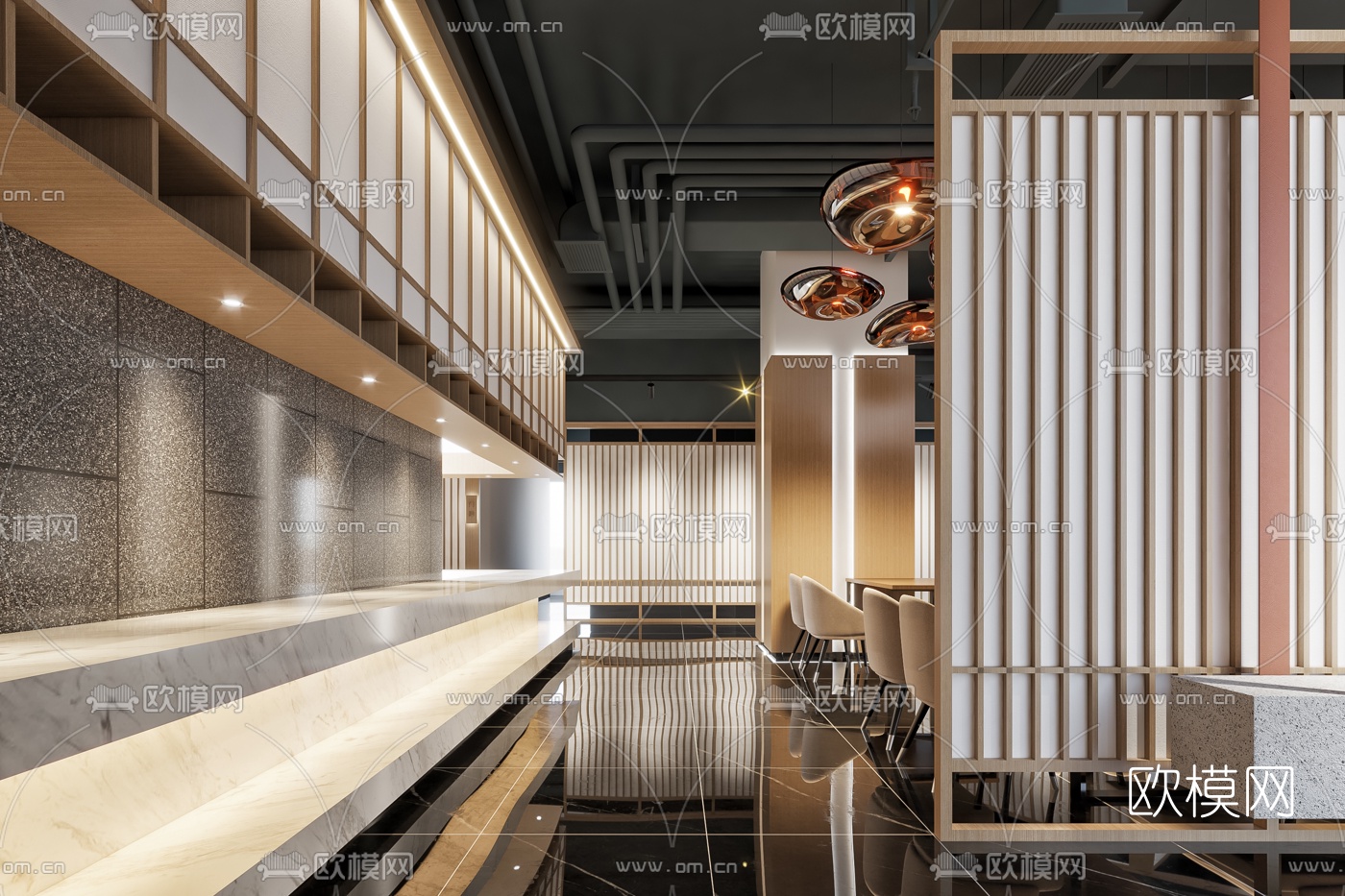 新中式中餐厅3d模型