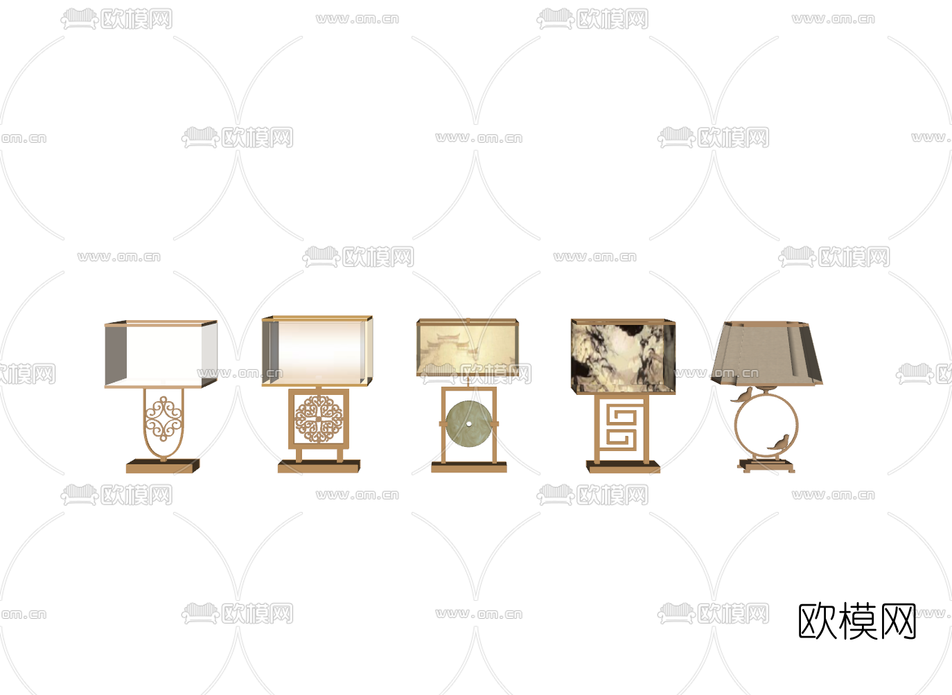 新中式台灯su模型下载（渲染图2）