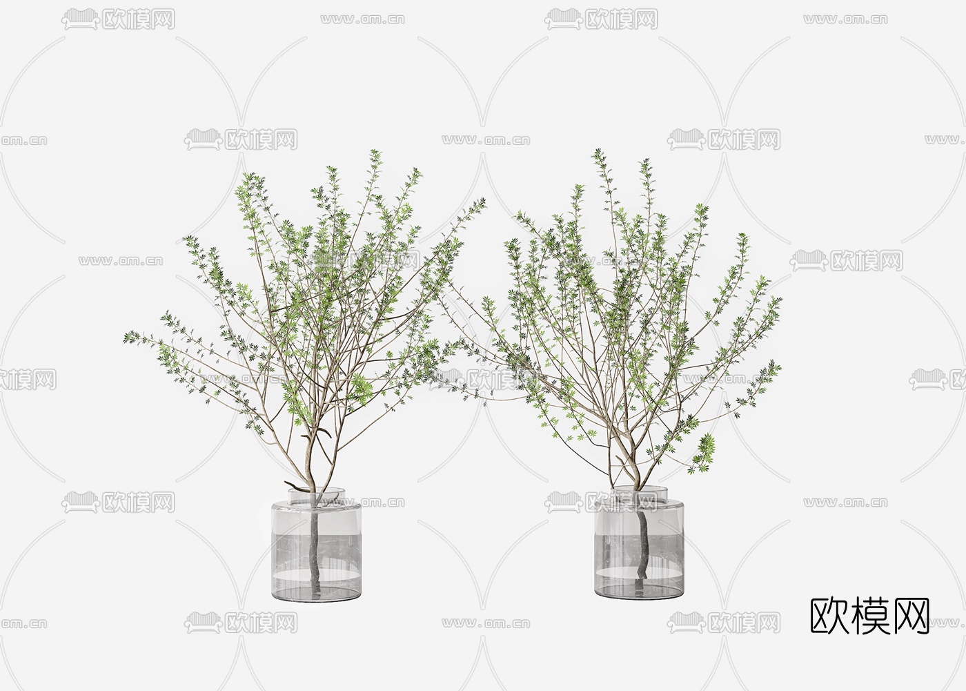 现代树枝花瓶插花3d模型