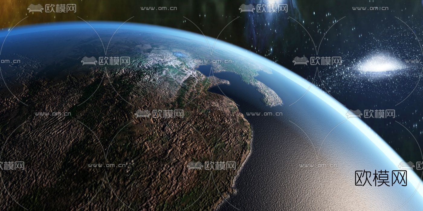 现代地球外观鸟瞰3d模型