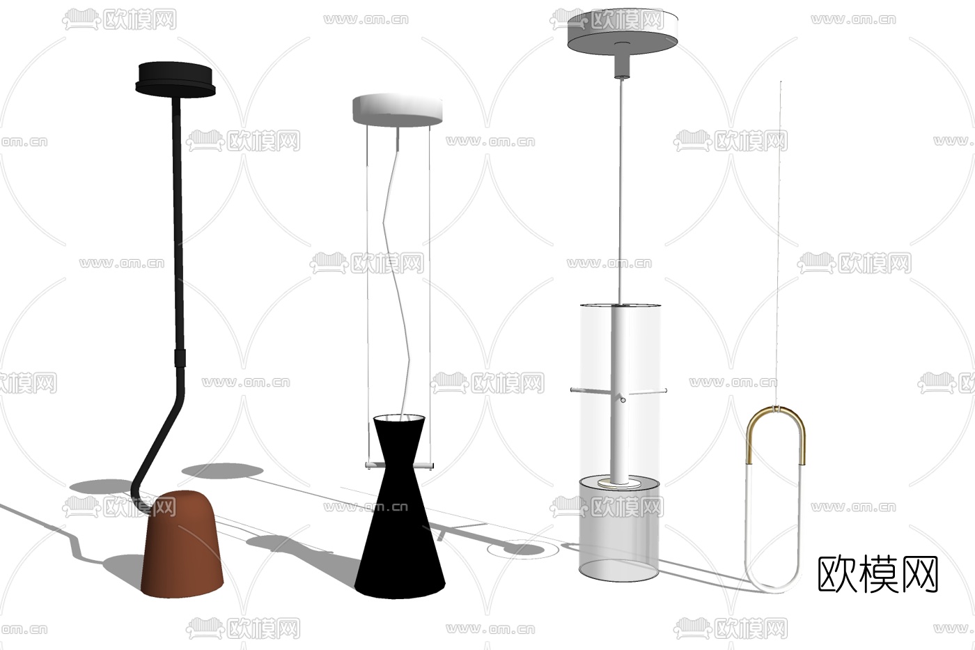 现代金属吊灯免费su模型下载