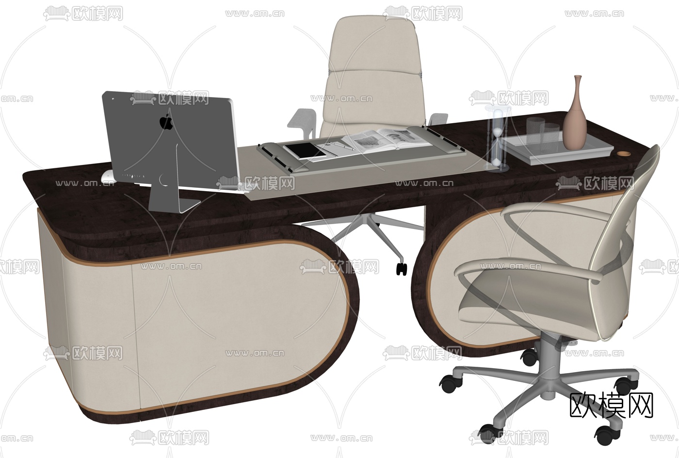 现代办公桌椅su模型下载